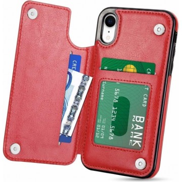 Wallet Case iPhone Xr - rood met Privacy Glas