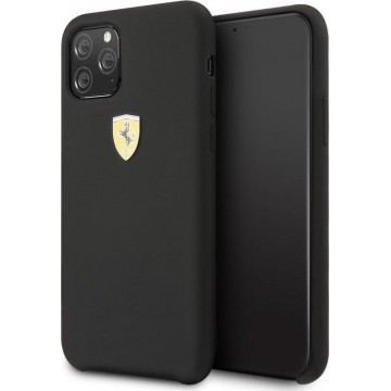 iPhone 11 Pro Backcase hoesje - Ferrari - Effen Zwart - Silicone