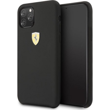 iPhone 11 Pro Backcase hoesje - Ferrari - Effen Zwart - Silicone