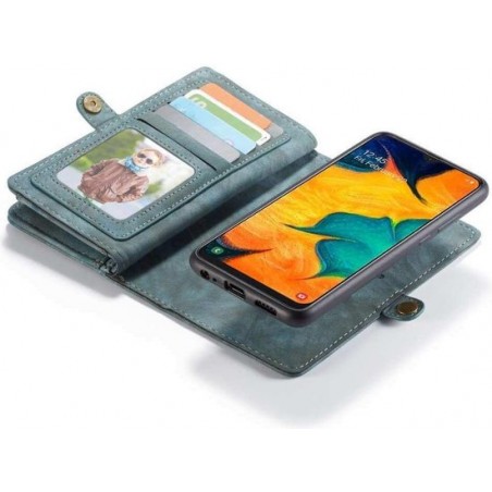 CaseMe Vintage Wallet Case Hoesje Samsung Galaxy A40 (SM-A405) - Blauw
