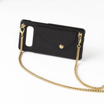 Zwarte telefoonclutch iPhone X / XS met gouden ketting