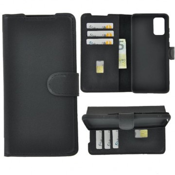 Samsung Galaxy S20 Plus hoesje - Bookcase - Portemonnee Hoes Echt leer Wallet case Antiek Zwart