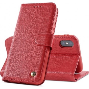 Bestcases Echt Lederen Wallet Case Telefoonhoesje iPhone X / Xs - Rood