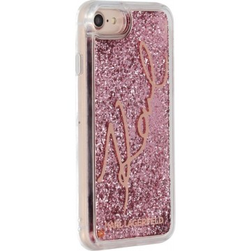 Karl Lagerfeld Apple iPhone SE2 (2020) & iPhone 8 Rose Gold Backcover hoesje - glitter Signature