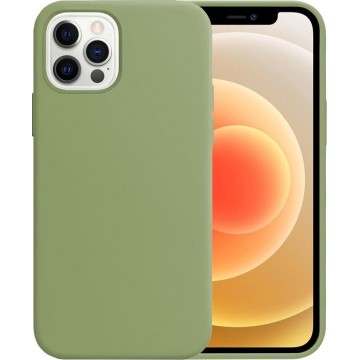 iPhone 12 Pro Case Hoesje Siliconen Hoes Back Cover - Groen