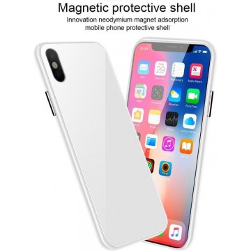 Magnetische Hardcase met gekleurde achterkant - iPhone XR Hoesje - Wit