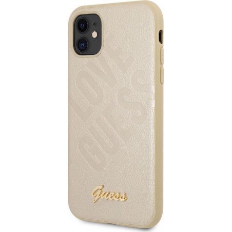 iPhone 12 Mini Backcase hoesje - Guess - Effen Goud - Kunstleer