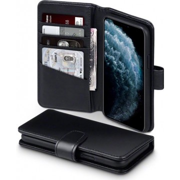 Qubits - luxe echt lederen wallet hoes - iPhone 11 Pro - Zwart