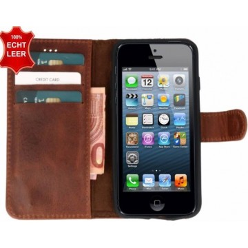 Galata Wallet case iPhone 8 / 7 case echt leer COGNAC BRUIN hoesje