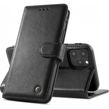 Echt Lederen Hoesje - Book Case Telefoonhoesje - Echt Leren Portemonnee Wallet Case - iPhone 11 Pro - Zwart