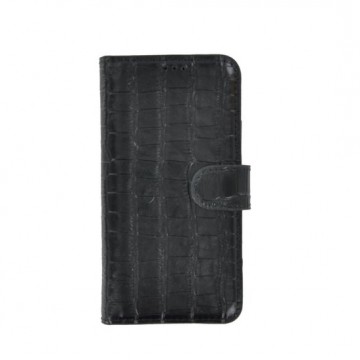 iPhone 11 Pro Wallet Bookcase hoes Pearlycase Echt Leder hoesje Croco Zwart