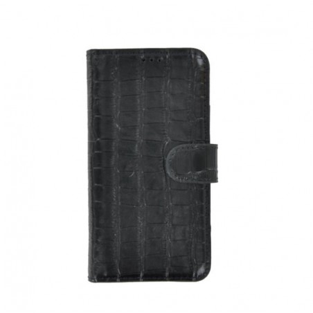 iPhone 11 Pro Wallet Bookcase hoes Pearlycase Echt Leder hoesje Croco Zwart