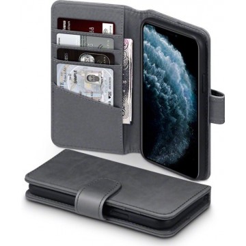 Qubits - luxe echt lederen wallet hoes - iPhone 11 Pro - Grijs
