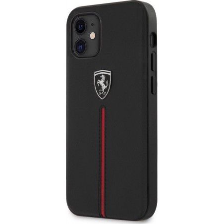 Ferrari Apple iPhone 12 Mini zwart Backcover hoesje - rode streep