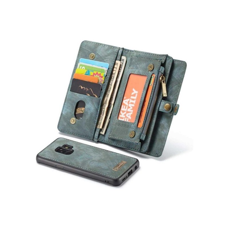 CaseMe Vintage Wallet Case Hoesje Samsung Galaxy S9 - Blauw