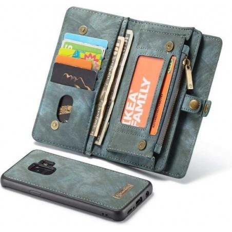 CaseMe Vintage Wallet Case Hoesje Samsung Galaxy S9 - Blauw