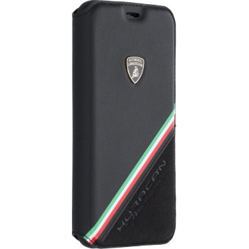 Lamborghini backcover hoesje Alcantara Apple iPhone X-Xs Zwart - Genuine Leather - Echt leer