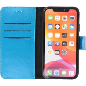 Galata Bookcase iPhone 11 echt leer blauw hoesje