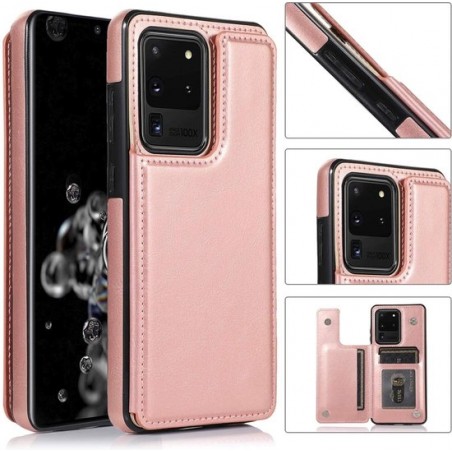 Wallet Case Samsung Galaxy S20 Ultra - roze + glazen screen protector