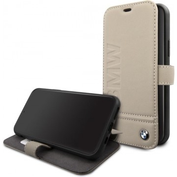 BMW Apple iPhone 11 Taupe Booktype hoesje - Genuine Leather