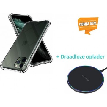 Shock case iPhone 11 Pro Max - transparant met draadloze oplader