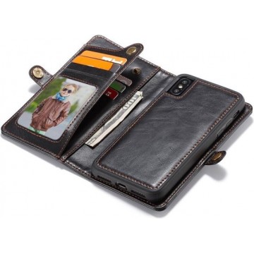 CASEME Apple iPhone X PU Lederen Portemonnee Wallet - Zwart