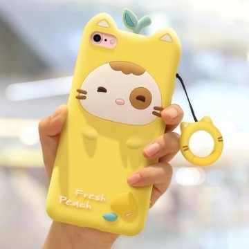 Let op type!! Juicy Peach Small Stay Full Package Anti Falling Silicone Sleeve for iPhone 7 / 8(Yellow)