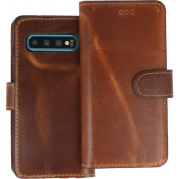 BAOHU Handmade Leer Telefoonhoesje Wallet Cases voor Samsung Galaxy S10 Bruin
