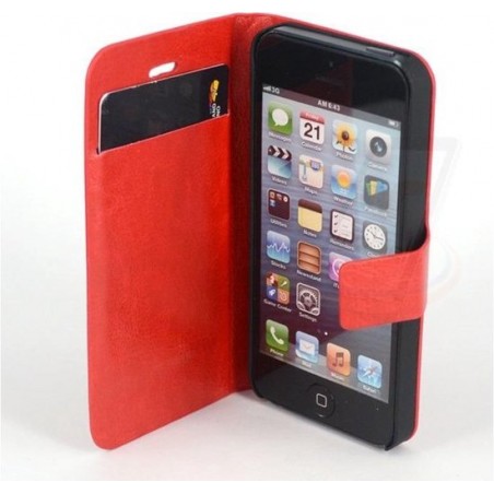 Apple iPhone 5/5s/SE Pasjeshouder Rood Booktype hoesje - Magneetsluiting