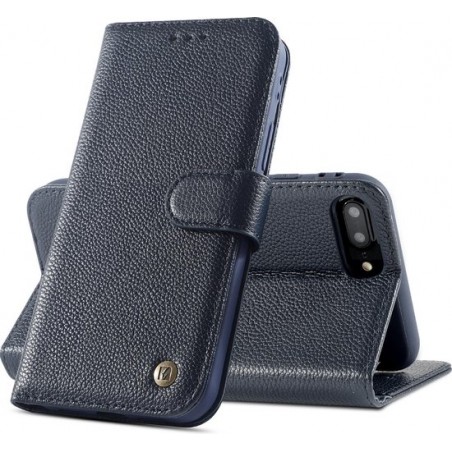 Bestcases Echt Lederen Wallet Case Telefoonhoesje iPhone 8 Plus / 7 Plus - Navy