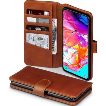 Samsung Galaxy A70 Bookcase hoesje - CaseBoutique - Effen Cognac - Leer