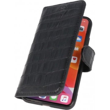 Krokodil Handmade Echt Lederen Telefoonhoesje voor iPhone SE 2020 - iPhone 8 - iPhone 7 - Zwart