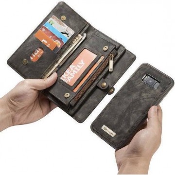 Zwarte multifunctioneel wallet hoesje Samsung S8 echt Split leer