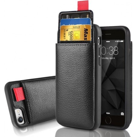 Leren case met pashouder iPhone SE 2020 + Glazen screen protector