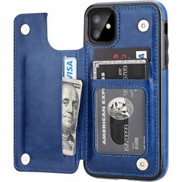 iPhone 11 wallet case - blauw met Privacy Glas