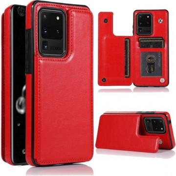 Wallet Case Samsung Galaxy S20 Ultra - rood + glazen screen protector