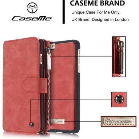 Apple iPhone 6/6s Luxe Lederen Portemonnee Hoesje - uitneembaar met backcover (rood)