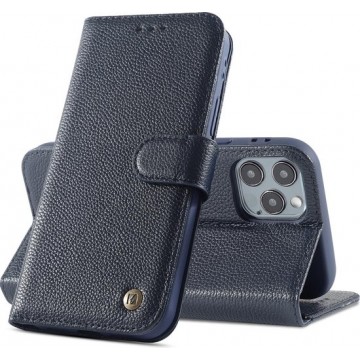 Bestcases Echt Lederen Wallet Case Telefoonhoesje iPhone 12  / 12 Pro - Navy