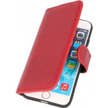 Bestcases Handmade Leer Booktype Telefoonhoesje iPhone SE 2020 /  8 / 7 Rood