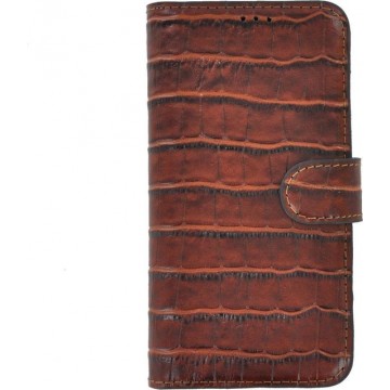 Samsung Galaxy S20 Plus hoesje Cover Wallet Bookcase Pearlycase Echt Leder hoes Croco Bruin