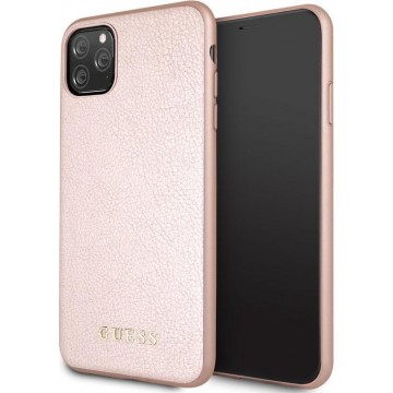 iPhone 11 Pro Max Backcase hoesje - Guess - Effen Rose goud - Kunstleer