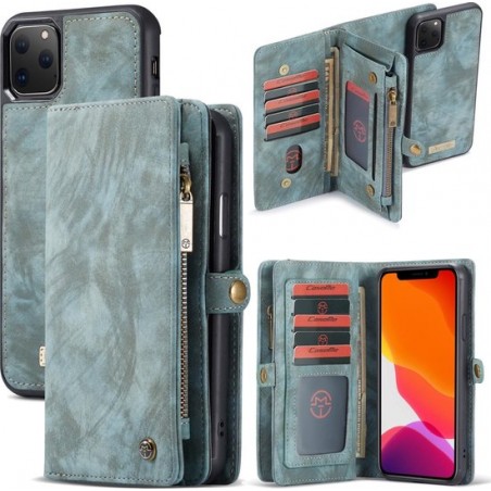 CASEME Luxe Leren Portemonnee hoesje voor de Apple iPhone 11 Pro Max - blauw