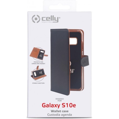 Celly - Samsung Galaxy S10e - Wally Bookcase Black - Openklap Hoesje Samsung S10e - Samsung Case Black
