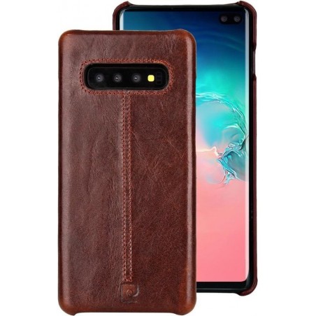 Pierre Cardin - echt lederen backcover hoes - Samsung Galaxy S10 Plus - Coffee