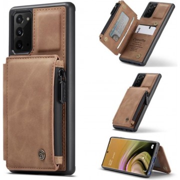 CASEME Back Cover Wallet Hoesje voor Samsung Galaxy Note 20 - Bruin