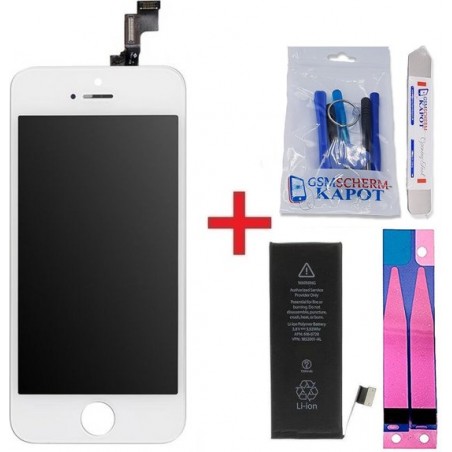 Voor iPhone 5S lcd scherm + batterij - wit -originele kwaliteit