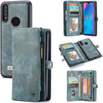 CaseMe Vintage Wallet Case Hoesje Huawei P30 Lite / P30 Lite New Edition - Blauw