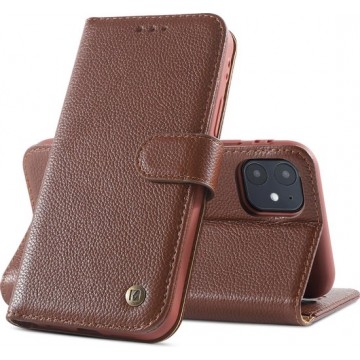 Echt Lederen Hoesje - Book Case Telefoonhoesje - Echt Leren Portemonnee Wallet Case - iPhone 12 Mini - Bruin