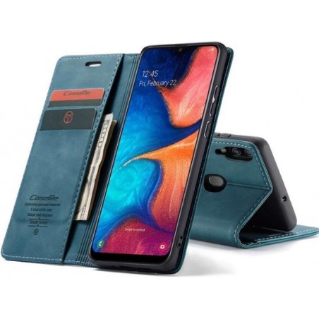 CASEME Samsung Galaxy A20 Retro Wallet Hoesje - Blauw