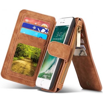 Apple iPhone 7 / 8 Hoesje Portemonnee Luxe Lederen Wallet Case met Afneembare Back Cover iCall - Bruin